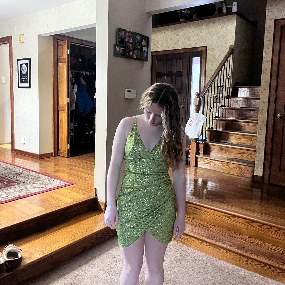 Green Sequence Mini Dress